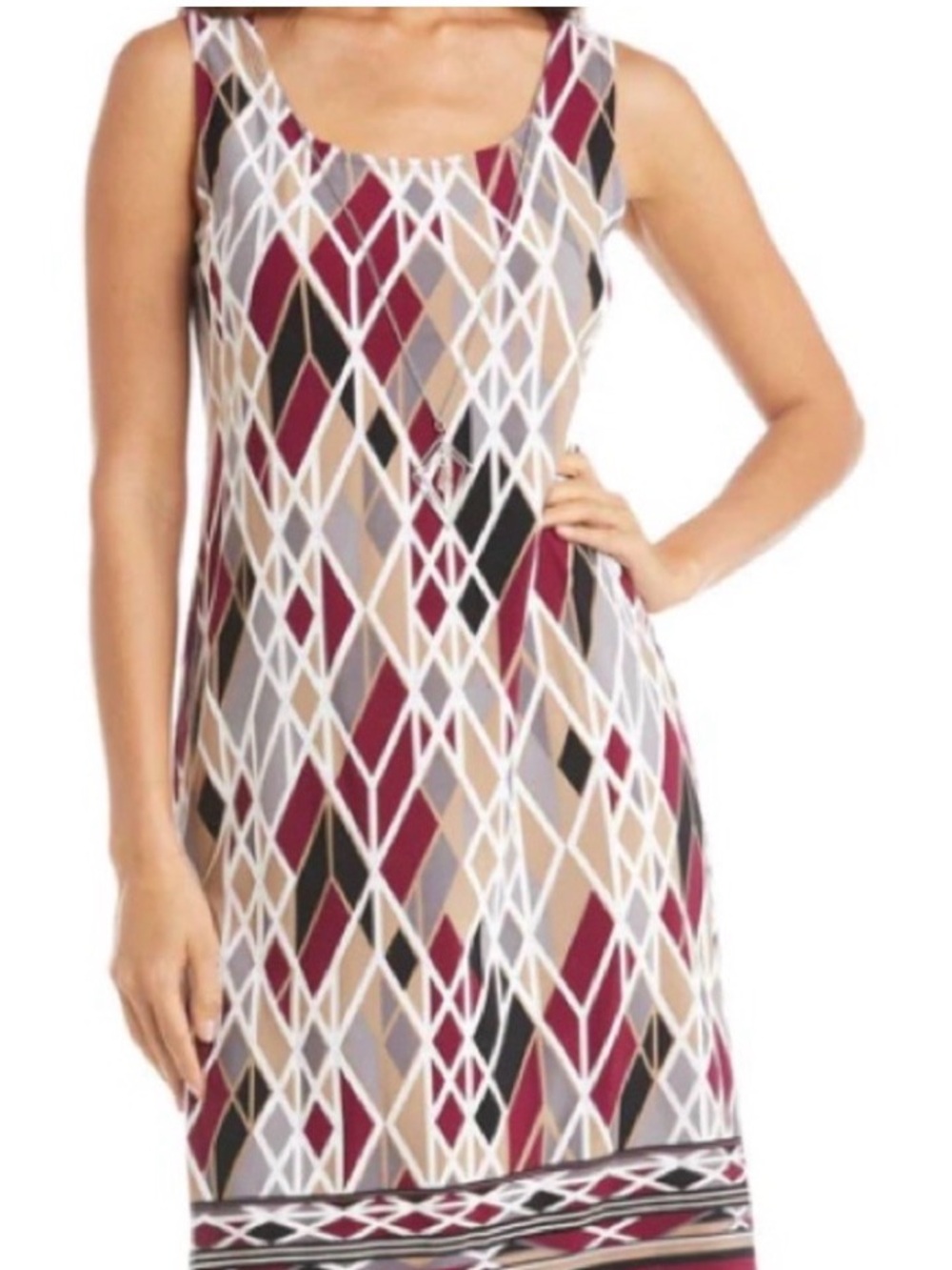 R & M Richards 3/4 Sleeve Medallion Print Jacket Dress with removable necklace - Picture 3 of 5